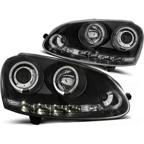 Phares double halo jantes VW GOLF 5 10 03-09 ANGEL EYES NOIR