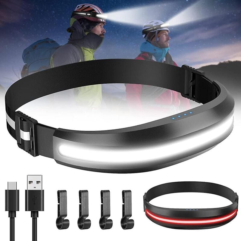 Phares extérieurs à LED COB pour la course à pied, le camping, la randonnée, la pêche, les lumières de travail