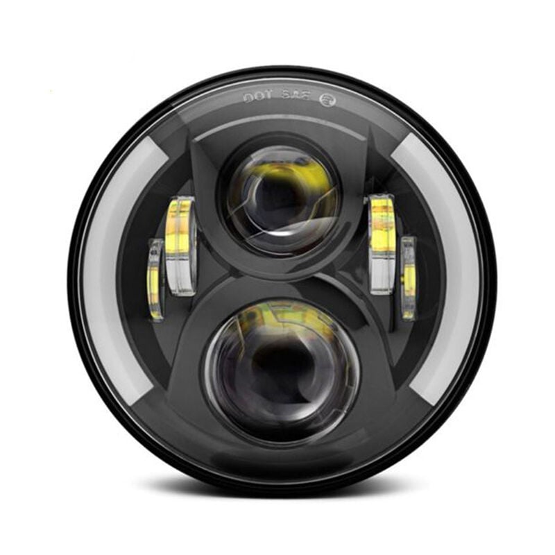 Ensoleille - Phares Led De Moto 12 v / 24 v, Clignotants Retro Ronds, Remplacement De Phare Jeep Wrangler De 7 Pouces