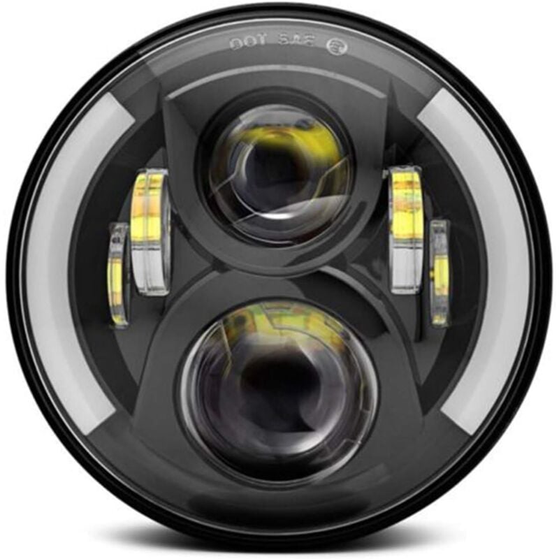 Fitags - Phares Led De Moto 12 v / 24 v, Clignotants Retro Ronds, Remplacement De Phare Jeep Wrangler De 7 Pouces—