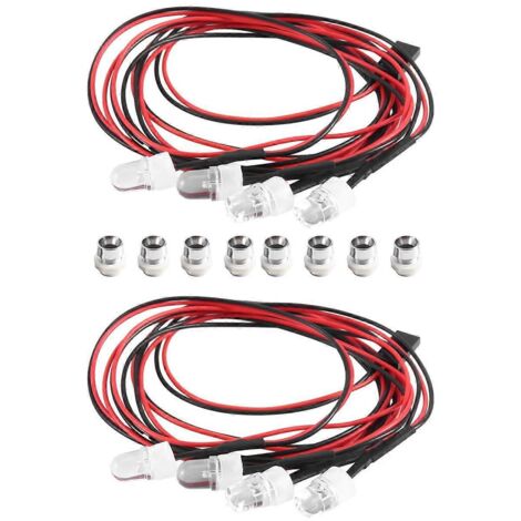 Phares pour voiture RC 3-9V, 2 blancs et 2 rouges, 8 mm