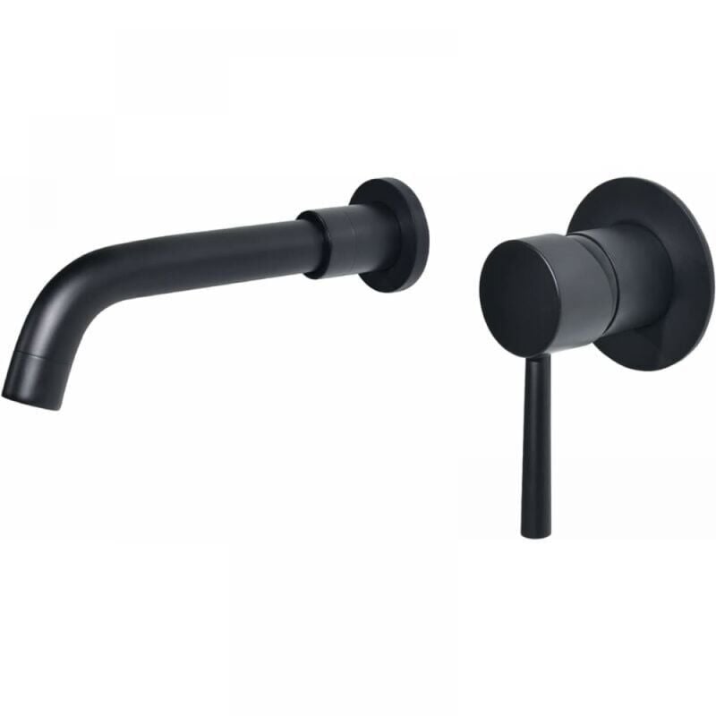 SNQ - phasat Robinet mitigeur mural en laiton noir, avec bec rotatif à 360 degrés,Mitigeur Lavabo Encastré, PTBB06E