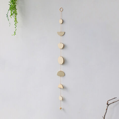 Phase de Lune Tenture Murale Lune Décor Décorations Murales avec Chaînes en Métal pour Bureau Pépinière Chambre Fenêtre Décoratif Mur Art Ornements