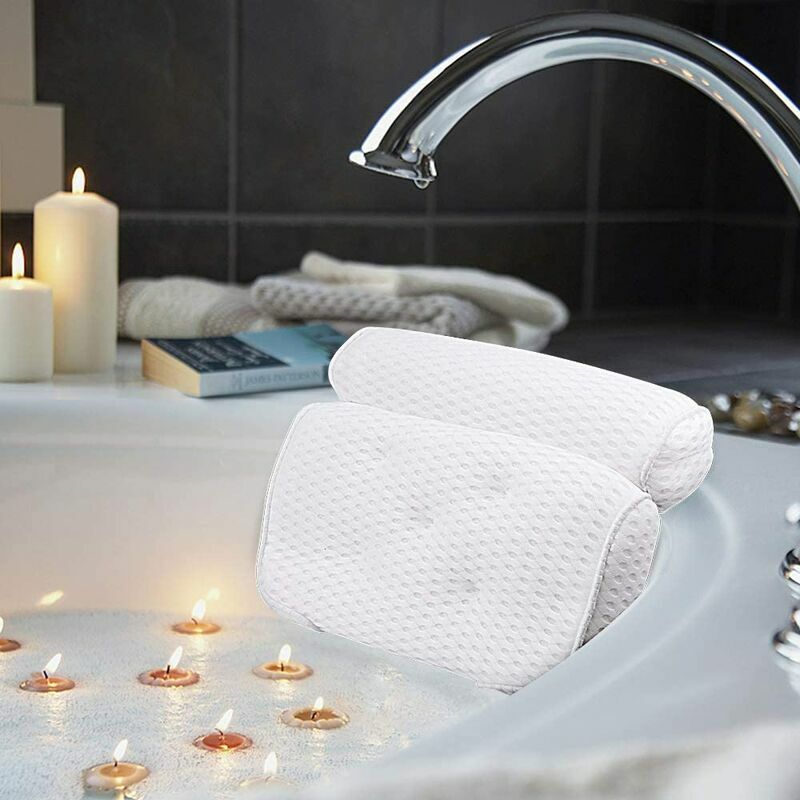 Phe Coussins de bain, oreillers de luxe pour le bain et le spa avec technologie 4D Air Mesh et 7 ventouses