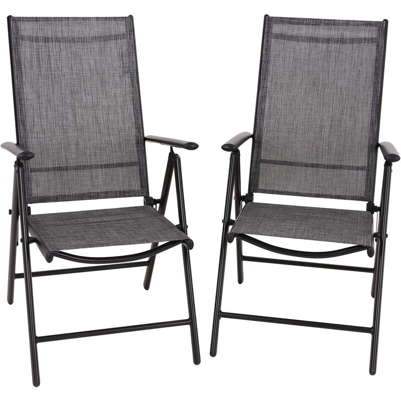 Phi villa Lot de 2 chaises de jardin avec cadre en aluminium, 6 x réglables avec 7 positions assises, chaises de jardin pliantes, dossier haut,