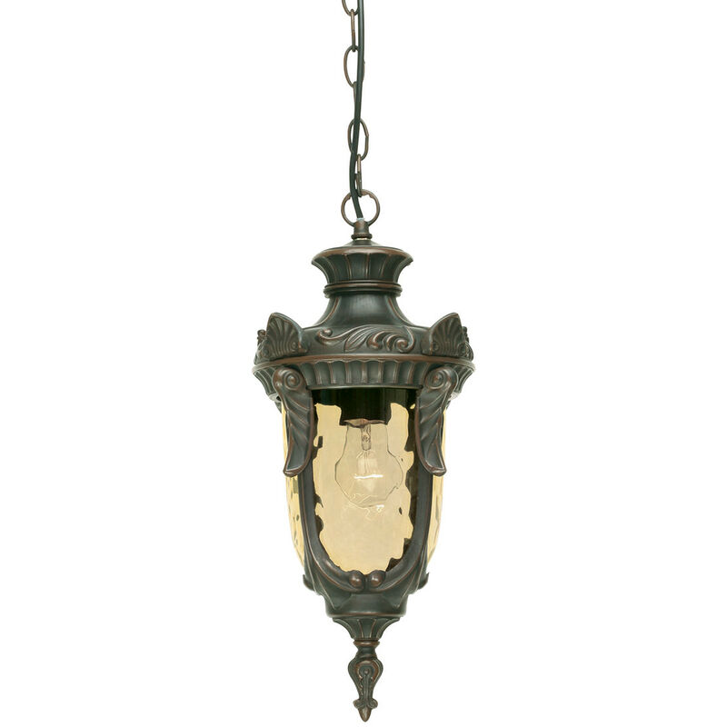 Philadelphia - 1 Light Medium Outdoor Ceiling Chain Lantern Old Bronze IP44, E27 - Elstead