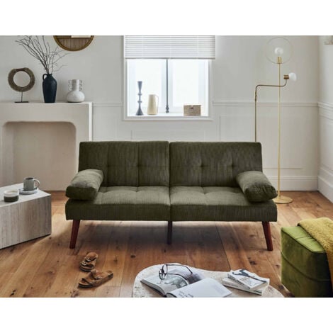 BESTMOBILIER Philae - 2-sitzer schlafsofa klappsofa - cord - grün