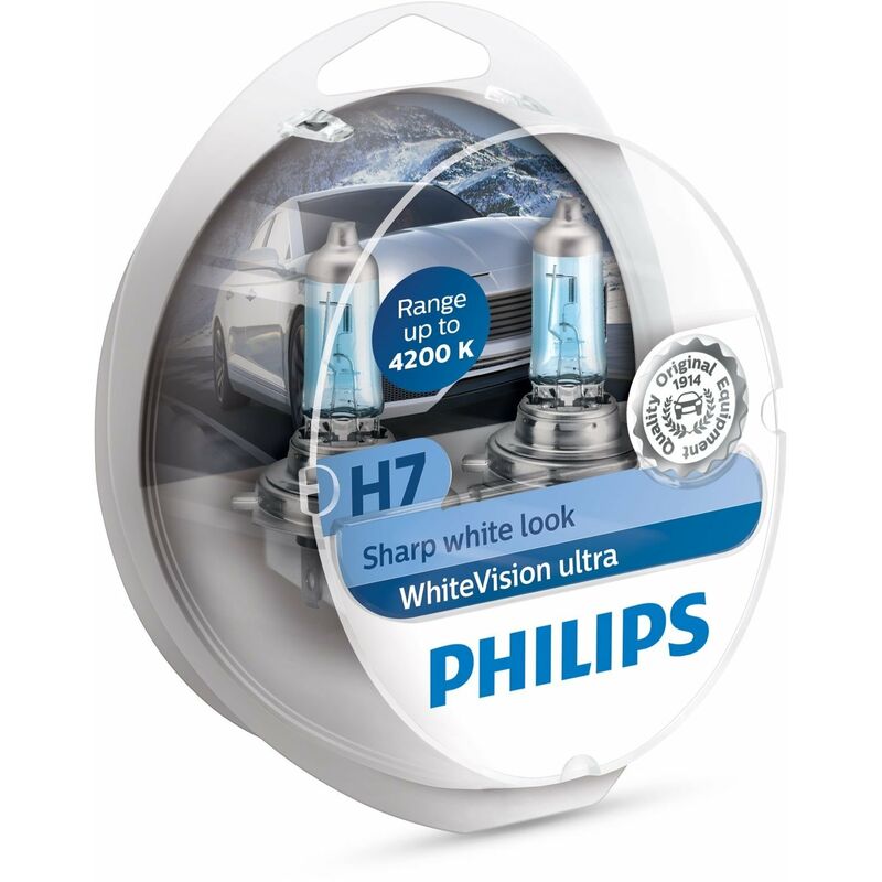12972WVUSM WHITEVISION ULTRA EFFET XÉNON H7 POUR ÉCLAIRAGE AVANT, 4.200K, BLISTER DE 2, SET DE 2 - Philips