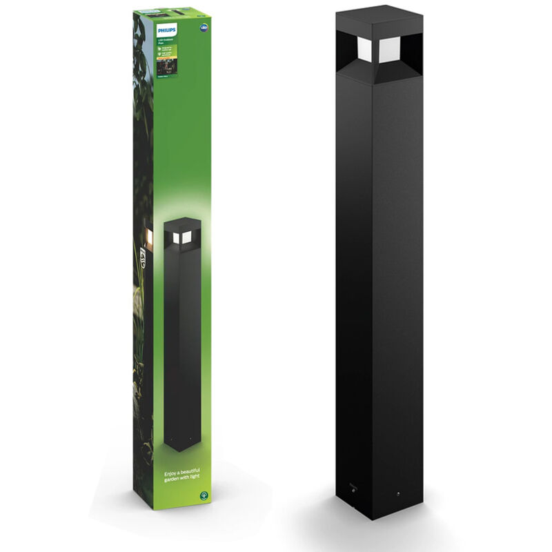 Philips - Borne d'extérieur noir myGarden Parterre 8W 800lm 3000K chaud 1648230P0