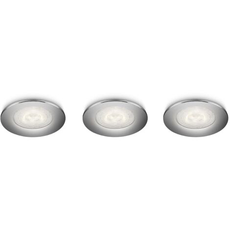 Philips 591001116 Sceptrum Set di 3 Faretti a LED da Incasso, Cromo [Classe di efficienza energetica A]