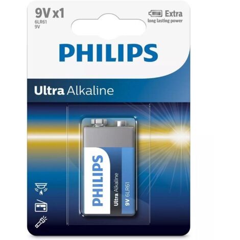 Philips 6LR61E1B/10 - Batería 9V Ultra alcalina, 1-Blister