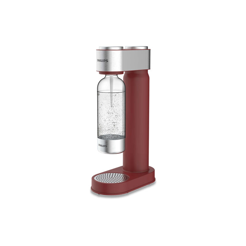 Image of Add4902rd - Red Soda Machine Con Finiture Cromate + Bombola Di Co² Da 425 g + 1 Bottiglia In Pet Da 1 Litro - Philips