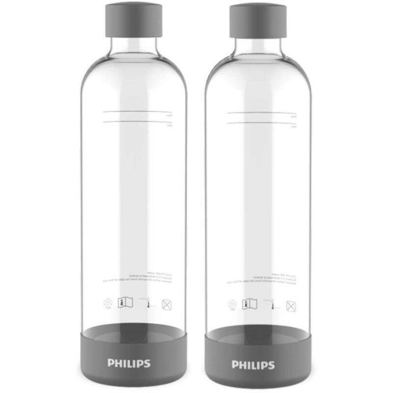 Image of GoZero - Bottiglia per soda maker, 2 pz, 1 litro, plastica/grigio ADD911GR/10 - Philips
