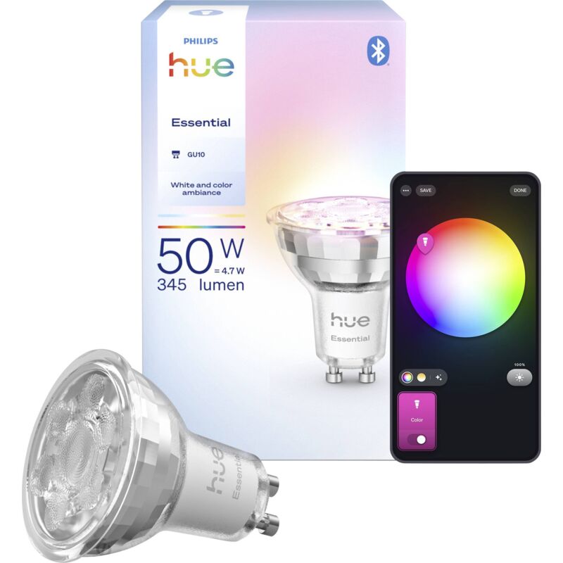 Philips Hue White & Colour Ambiance GU10 – Spot connecté 345 lm