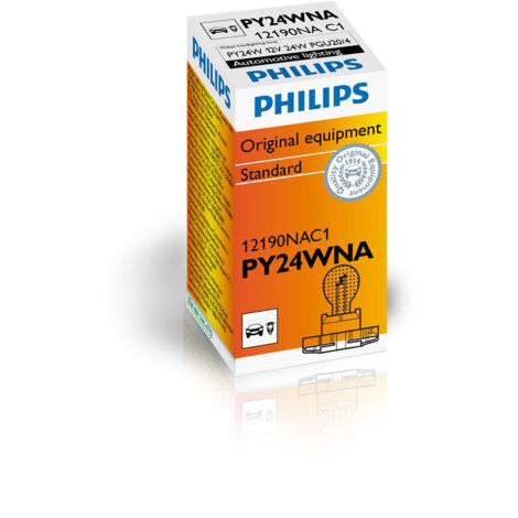Philips – Ampoule de clignotants PY24W 12V – Incandescent 24W – Durée de vie 2400h – Flux lumineux 300lm – Douille PG20/4