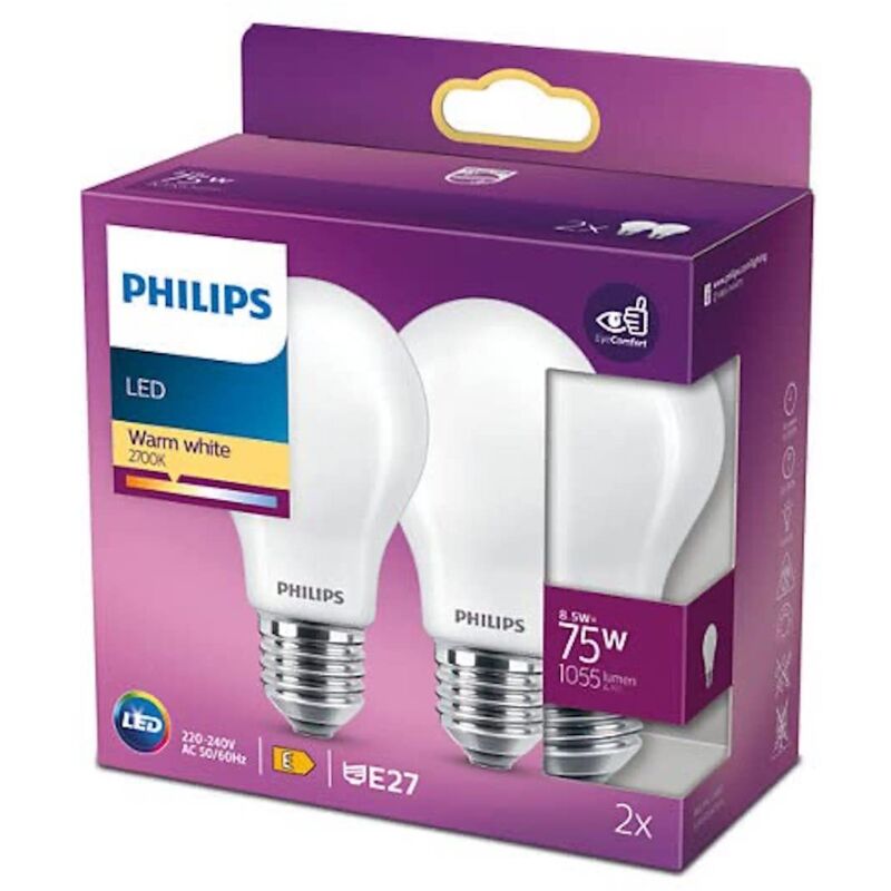 Ampoule Led E27 Standard Chaud Philips Le Lot De 2 Ampoules - vue 9