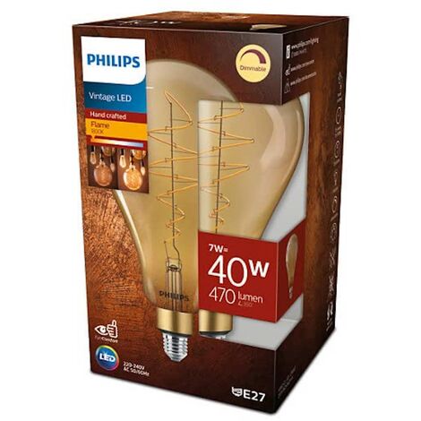 Ampoule LED E27 Philips décorative à filament - LED classic-giant 40W E27  T65 GOLD DIM