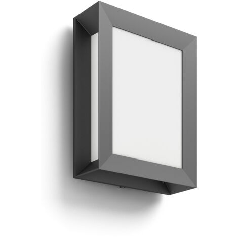 Philips – Applique extérieure LED 6W IP44 – Aluminium anthracite – 600 lm blanc chaud 2700K – Dimensions 26x21x9 cm – Montage surface