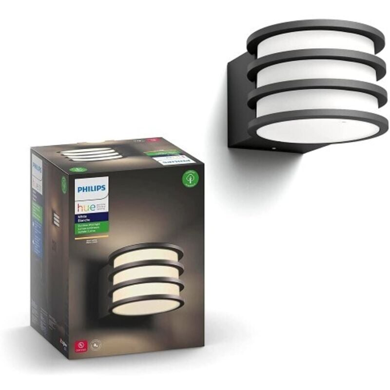 Philips Hue White lucca Applique murale extérieurs 1x9.5W - Anthracite, fonctionne avec Alexa, Google Assistant et Apple Homekit