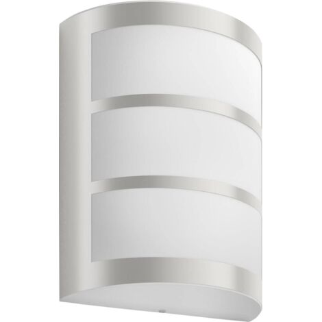 Philips – Applique murale LED extérieure – Acier inoxydable – Lumière blanche chaude 2700K – Dimensions 21.5x8.4x17.1cm – IP44 – 600lm – 6W - W626061