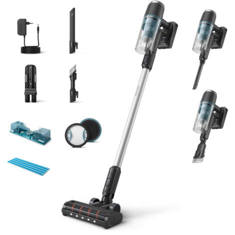 Philips Aspirapolvere Senza Filo Serie 3000 Aqua XC3133/01 Nero e Blu Lavaggio Umido