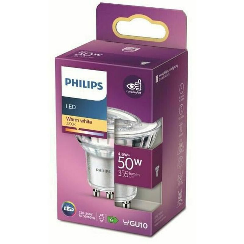 

Bombilla gu10 led 4,6w 390lm 2.700k luz calida - Philips