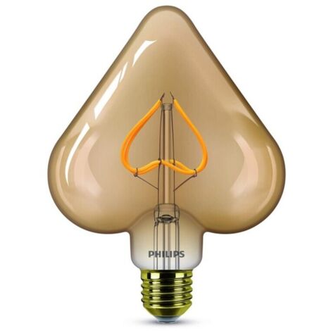 Philips bombilla LED con forma de corazón de filamento efecto vintage, casquillo gordo E27, luz blanca cálida regulable, efecto llama