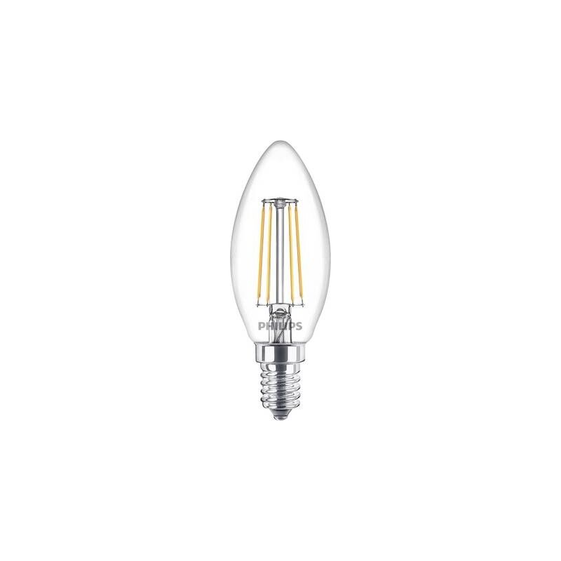 

Philips - Bombilla Led Cristal, 40W, Vela Filamento E14, Filamento, Luz Blanca Cálida, No Regulable, Pack De 2 Unidades