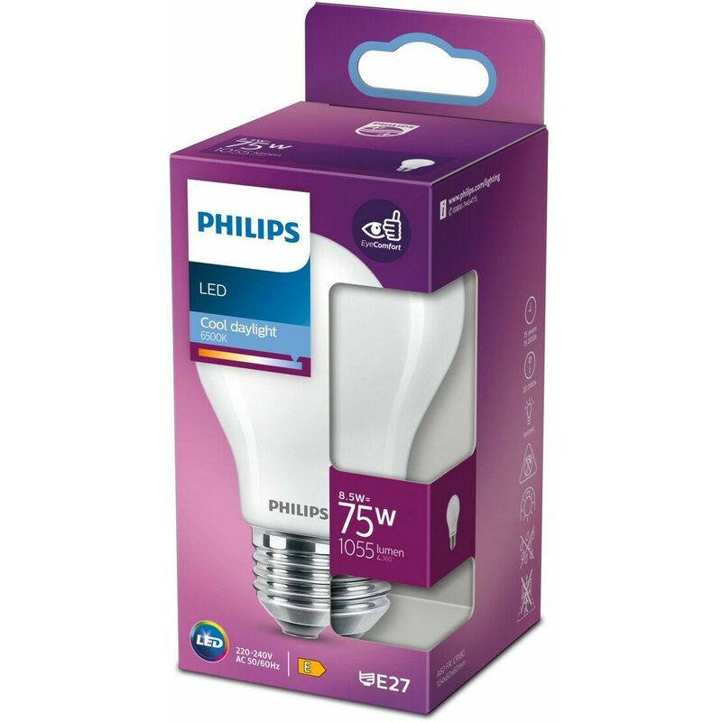 

Bombilla standard led e27 8,5w 1.055lm 6.500k luz fria - Philips