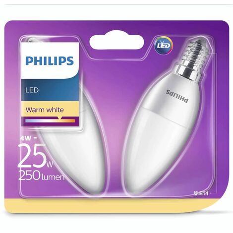 Philips Bombillas de vela LED 2 unidades 4 W 250 lm 929001157460