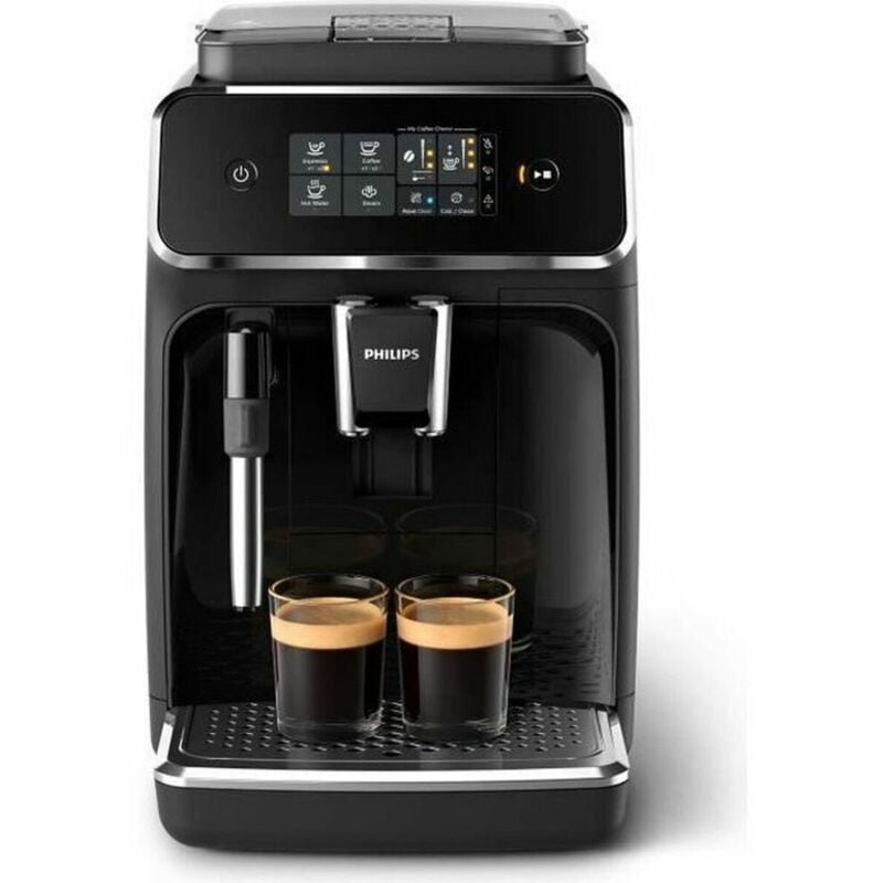 Philips - Cafetera Espresso Superautomática Serie 2200 Con Espumador De Leche, 2 Tipos De Café Negro En Oferta Philips - Serie 2200 Cafetera Superautomática - Espumador De Leche Clásico, Pantalla Táctil Intuitiva, Negro Brillo (Ep2221/40)