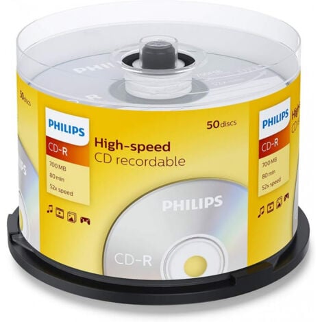 Philips CD-R 52x, 50 pièces en cake box (CR7D5NB50/00)