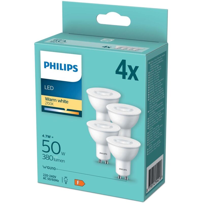 Philips consumer led bulb legu1050dis4prr 929001250434 4 pieces gu10