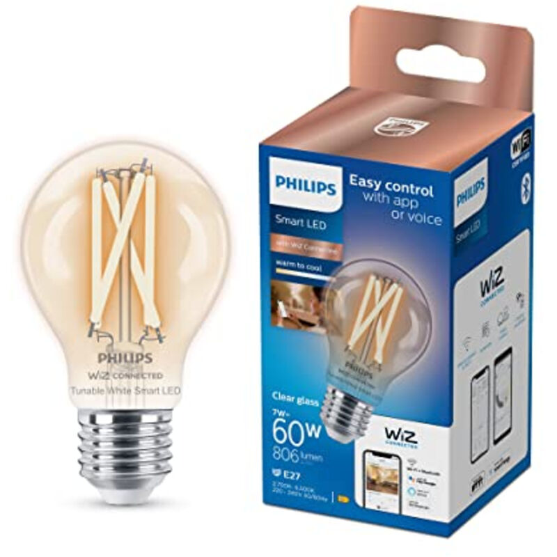 Philips Smart LED Filament A60 Bulb, E27 Base, 806 lm