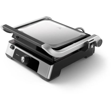 Philips Contact Grill - Température réglable. Grande surface de cuisson et Puissance élevée. Plaques Antiadhésives Amovibles et bac récolteur de graisses. (HD6301/90)