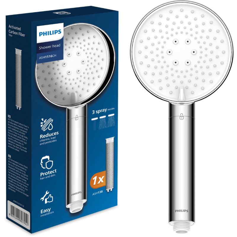 Philips Pommeau de douche avec filtre élimine efficacement le chlore et les autres grosses particules trois modes de pulvérisation design améliorant la pression capacité de filtration de