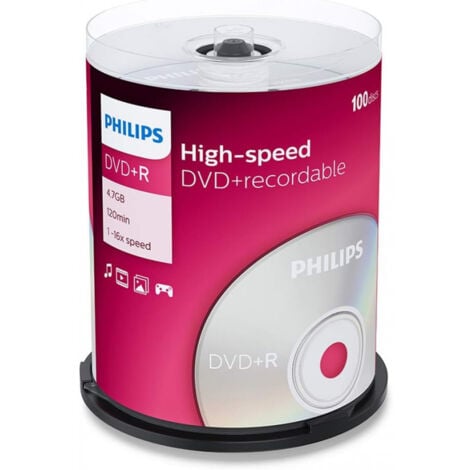 Philips DVD+R 16x, 100 pièces en cake box (DR4S6B00F/00)