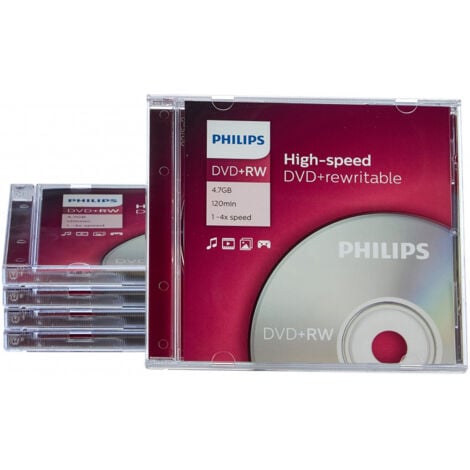 Philips DVD+RW 1-4x, 5 pièces en jewelcase (DW4S4J05F/10)