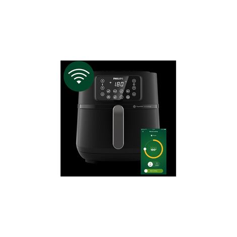 Philips – Friteuse sans huile 7,2 l – Puissance 2000 W – 16 fonctions de cuisson – Compatible Amazon Alexa – Revêtement sans BPA - HD9285