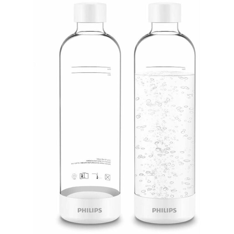 Image of Philips GoZero - Bottiglia per soda maker, 2 pz, 1 litro, plastica/bianco ADD911WH/10