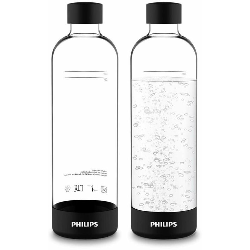 Image of GoZero - Bottiglia per soda maker, 2 pz, 1 litro, plastica/nero ADD911BK/10 - Philips