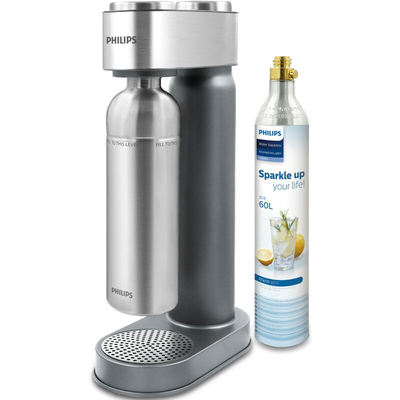 Image of Philips GoZero Gasatore d'acqua frizzante ADD4905SV/10, bottiglia d'acqua da 1 l in acciaio inossidabile lavabile in lavastoviglie, bombola di CO2