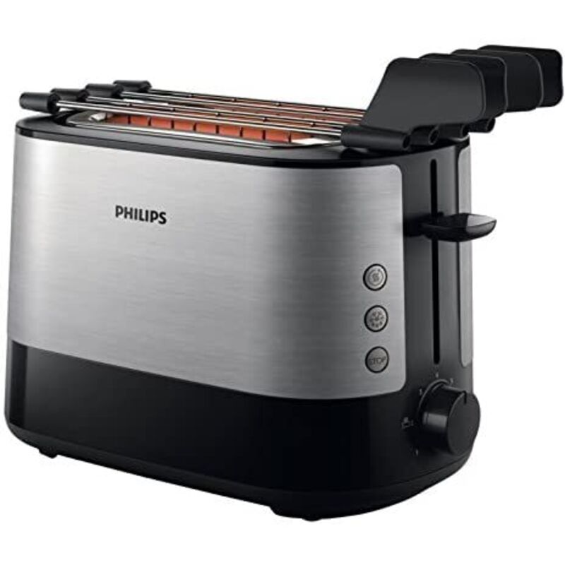 Philips - HD2639/90 Grille-pain argent, noir - argent, noir