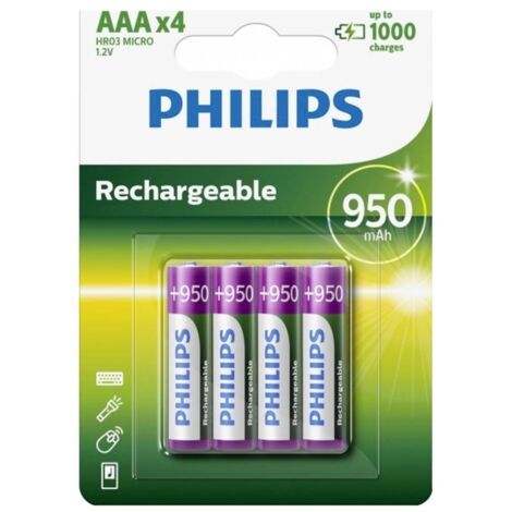 Philips HR03 Pile rechargeable LR3 (AAA) NiMH 900 mAh 1.2 V 4 pc(s) Y131993