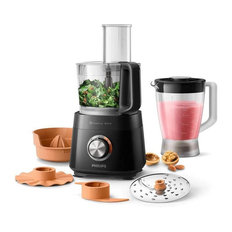 Philips - HR7510/10 Robot Compact Viva Collection - 800W, avec blender 1L et presse-agrume