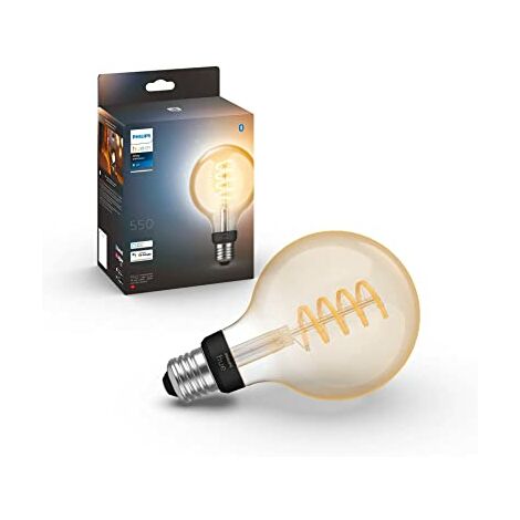 Philips Hue – Ampoule LED connectée E27 Filament G93 Globe – 7W – 550 lm – 2200-4500 K – Compatible Bluetooth, Alexa, Google Assistant, Apple HomeKit