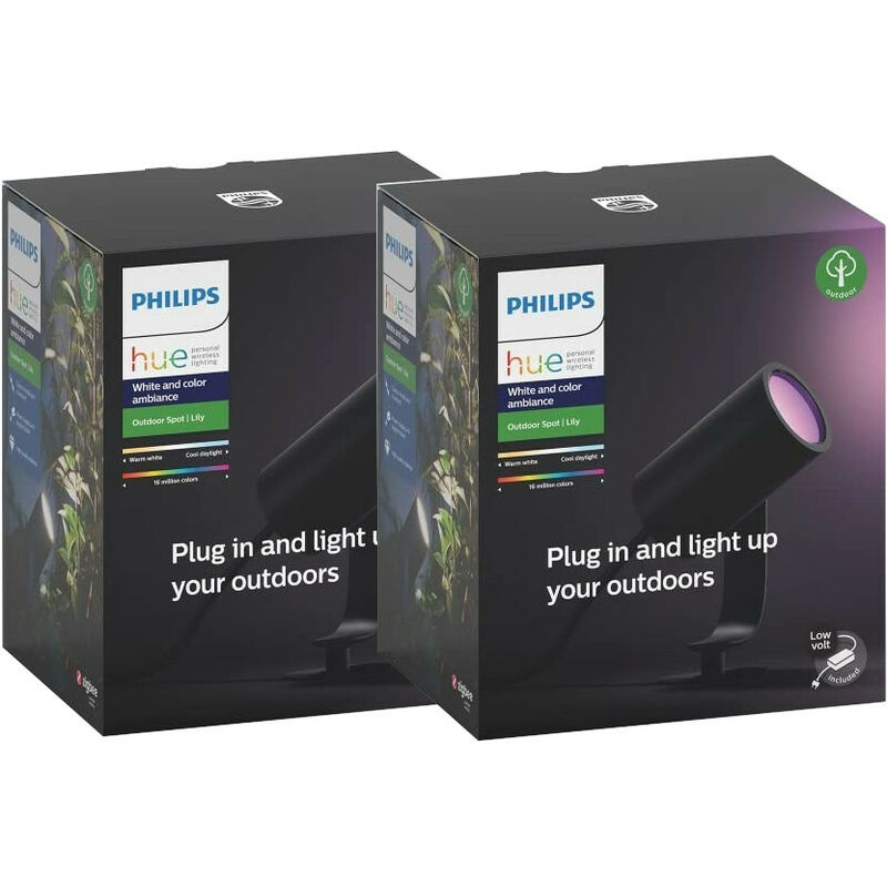 Philips Hue - base unit spike Black 1x8W selv (Double Pack)