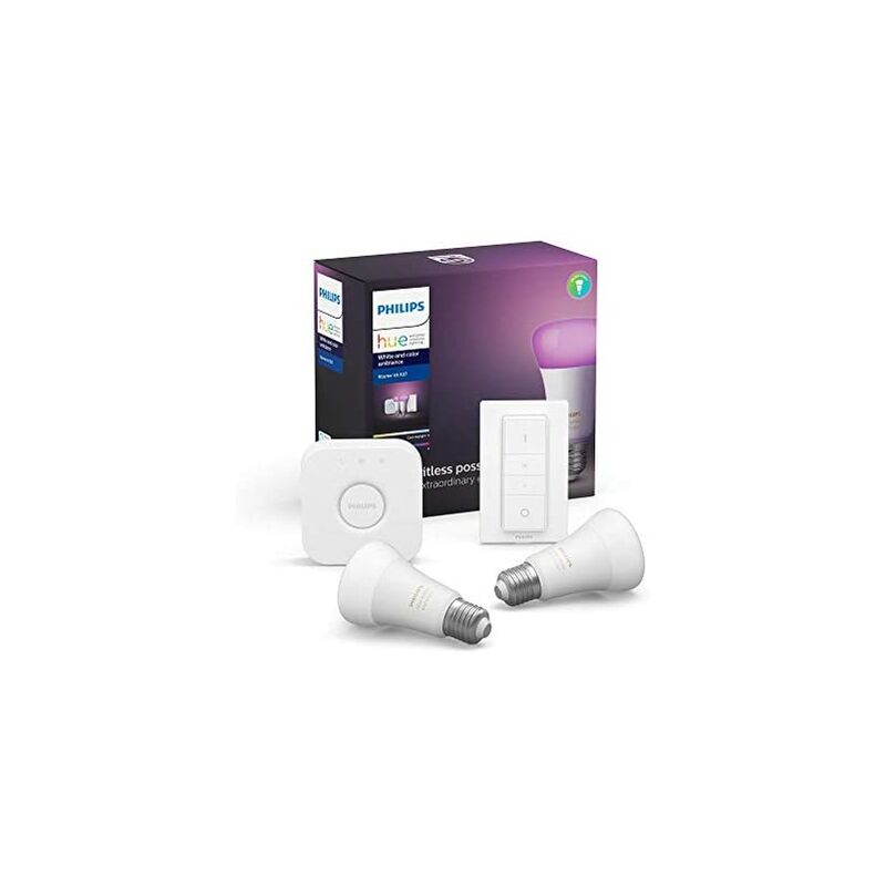 

Philips Hue Color 929002216806 - Juego de bombillas E27, colores ricos + interruptor, 2 unidades