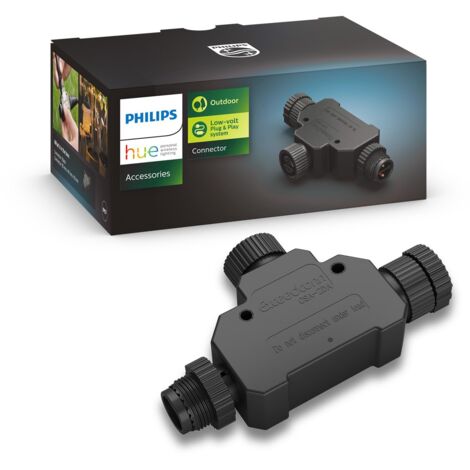 Philips Hue Connettore a T, per Esterni, Cavo di Estensione per Sistema Illuminazione Smart, Nero