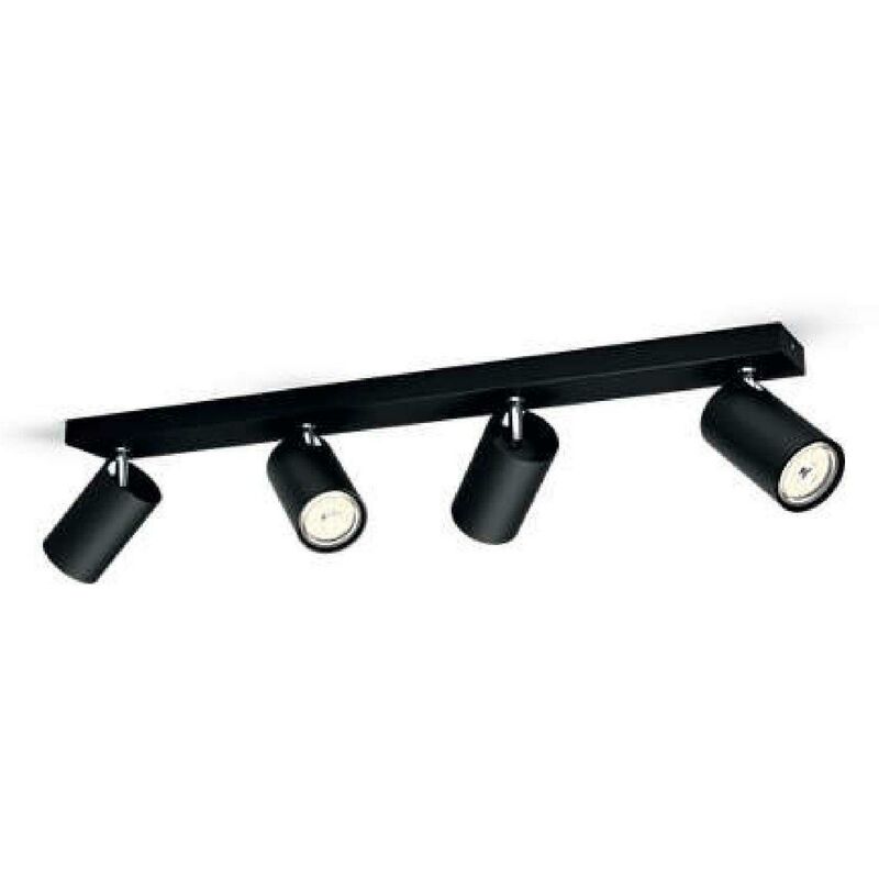 Image of Consumer lighting kosipo faretto 4 luci nero in metallo attacco gu10 orientabile 52059430pn - Philips